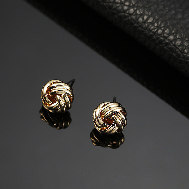 Elegant Gold Knot Stud Earrings