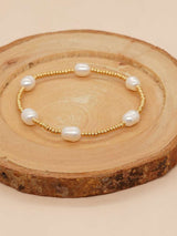 Elegant Pearl and Gold Beaded Bracelet