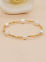 Elegant Pearl and Gold Beaded Bracelet