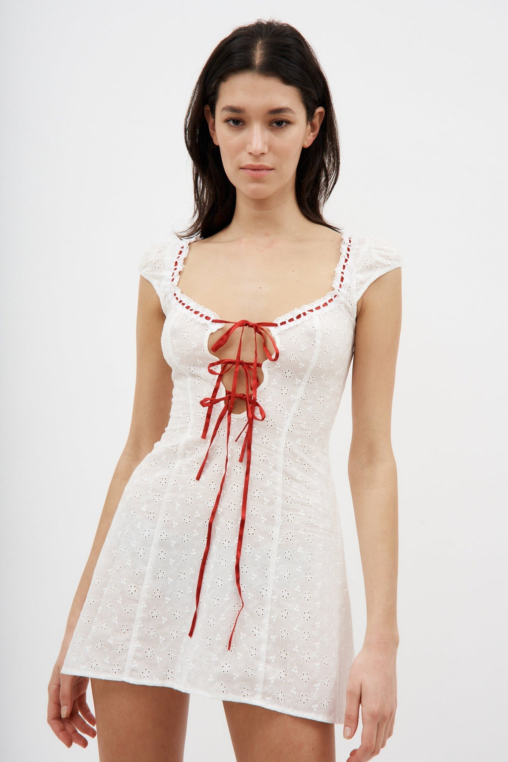 Eyelet Lace-Up Cotton Top