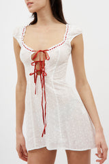 Eyelet Lace-Up Cotton Top