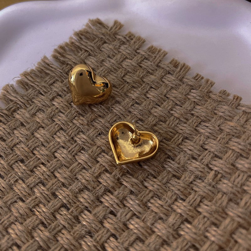 Golden Heart Stud Earrings