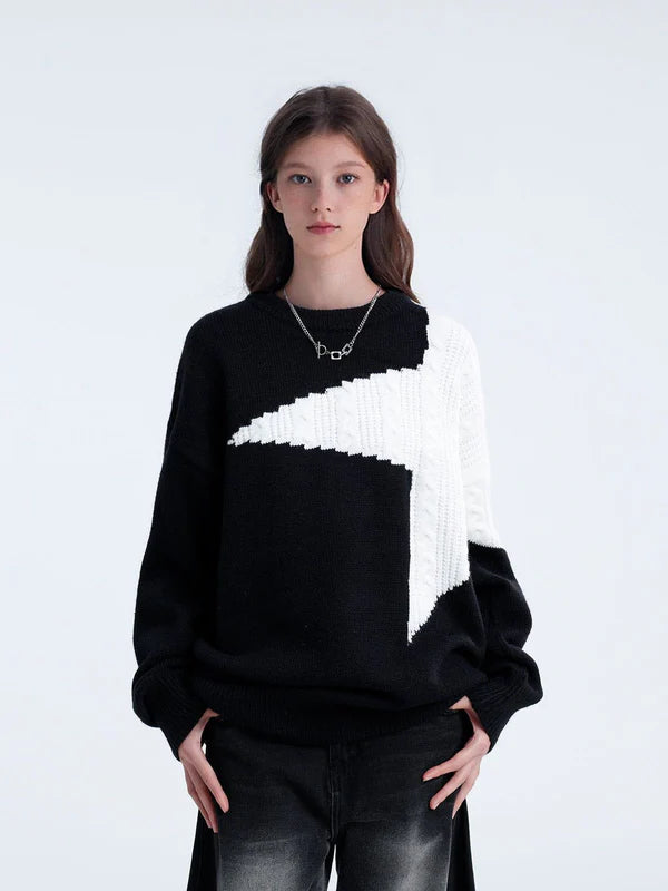 Star-Pattern Knit Sweater