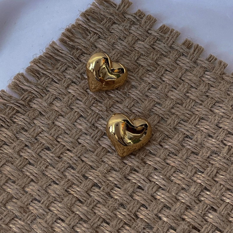 Golden Heart Stud Earrings