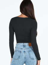 Chloe Square-Neck Long Sleeve Top