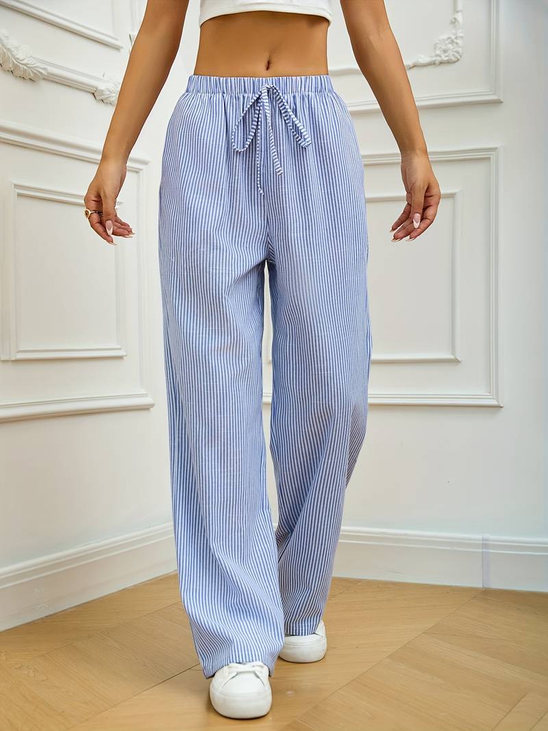 Relaxed Blue Striped Lounge Pants