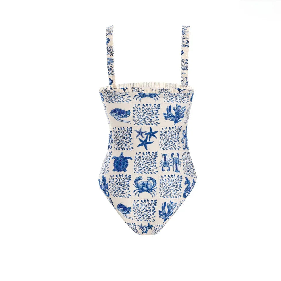 Seahorse Blue Print Swimsuit Set