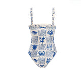 Seahorse Blue Print Swimsuit Set