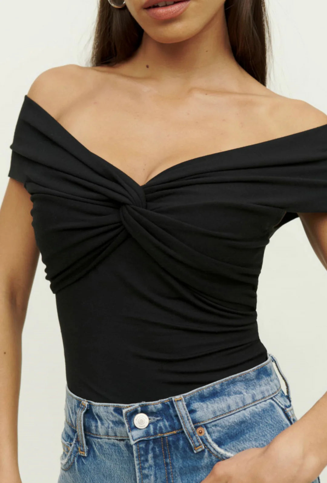 Elegant Off-Shoulder Twist Top