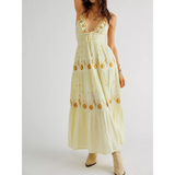 Flower Embroidered Sleeveless Maxi Dress