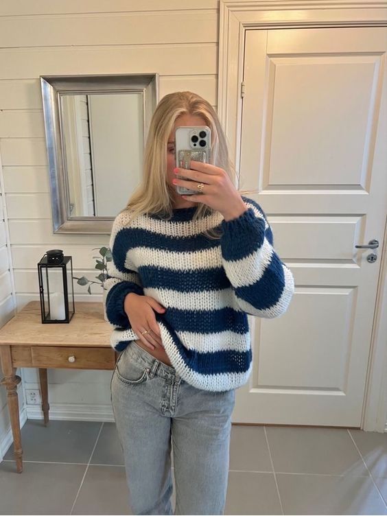 Lena Cozy Striped Knit Sweater