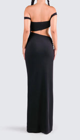 Sleek Off-Shoulder Cutout Gown