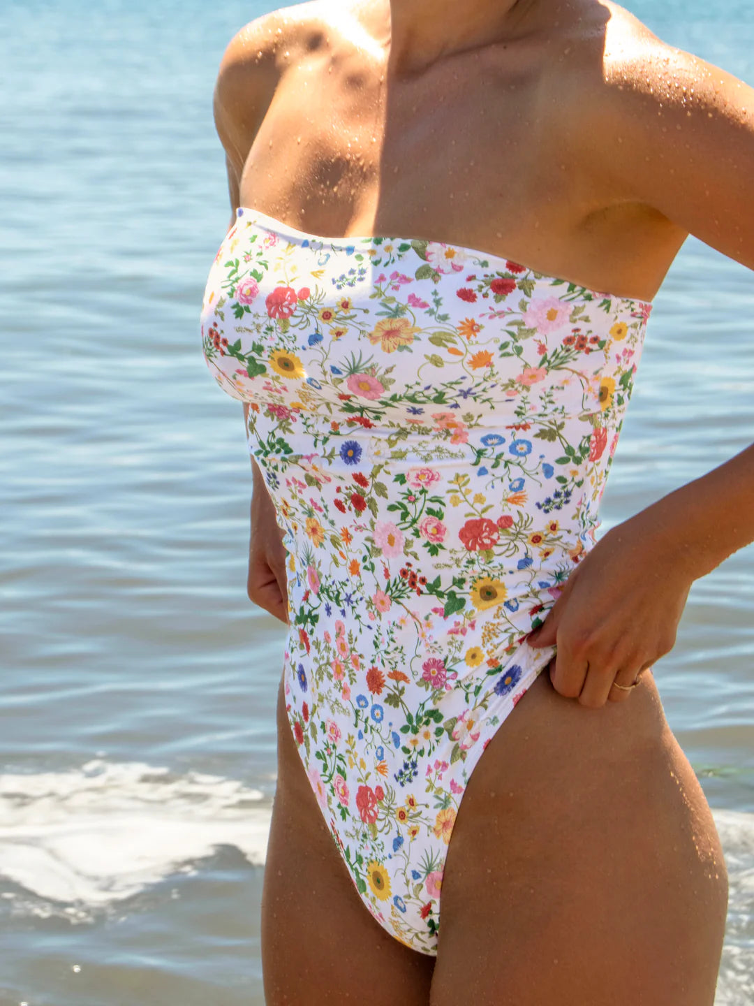 Lorina Floral Strapless One-Piece Swimsuit