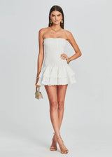 Cady Strapless Elastic White Mini Dress