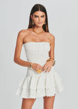 Cady Strapless Elastic White Mini Dress