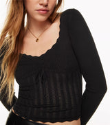 Stella Scalloped Ribbed Knit Top