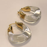 Gold and Lucite Hoop Earrings