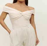 Elegant Off-Shoulder Twist Top