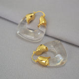 Gold and Lucite Hoop Earrings