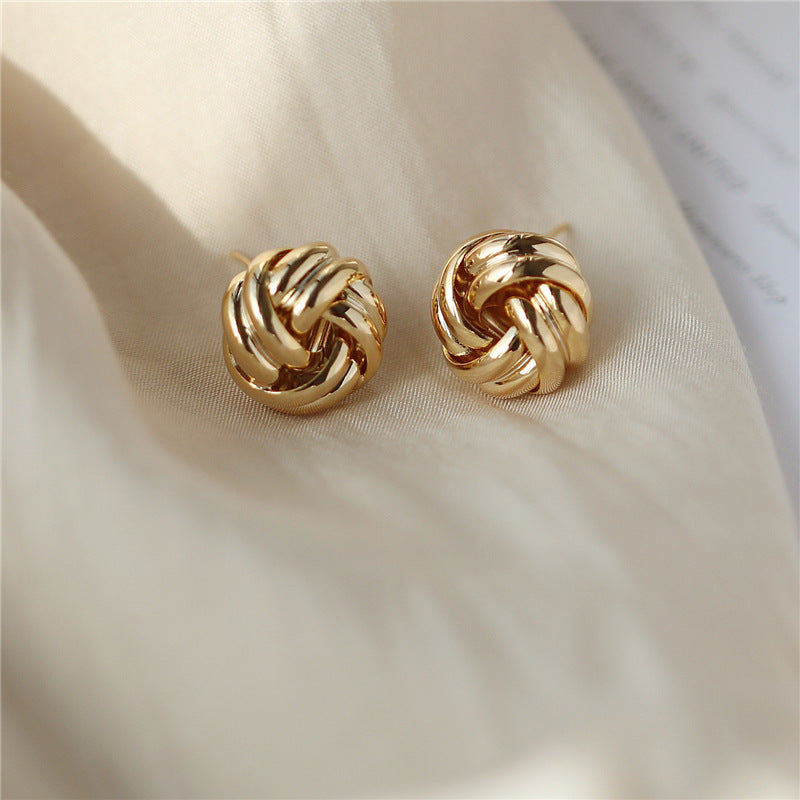 Elegant Gold Knot Stud Earrings