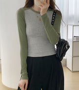 Maya Two-Tone Long Sleeve Top