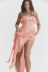 Lisa Strapless Ruffle Maxi Dress