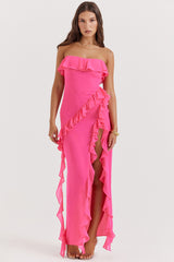 Lisa Strapless Ruffle Maxi Dress