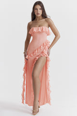 Lisa Strapless Ruffle Maxi Dress