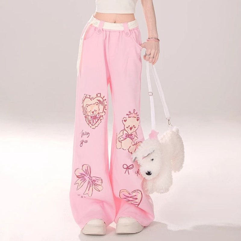 Chloe Teddy Graphic Wide-Leg Pants