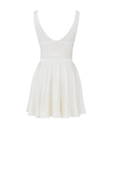 White Sleeveless V-neck Mini dress