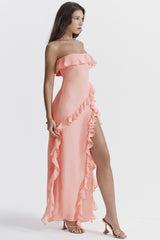 Lisa Strapless Ruffle Maxi Dress