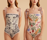 Pink Vintage Floral Reversible One Piece Swimsuit