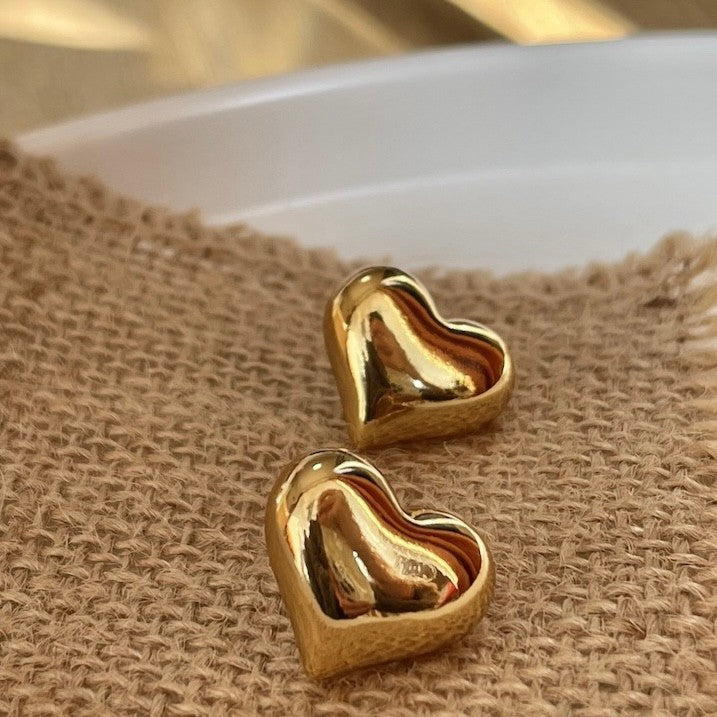 Golden Heart Stud Earrings