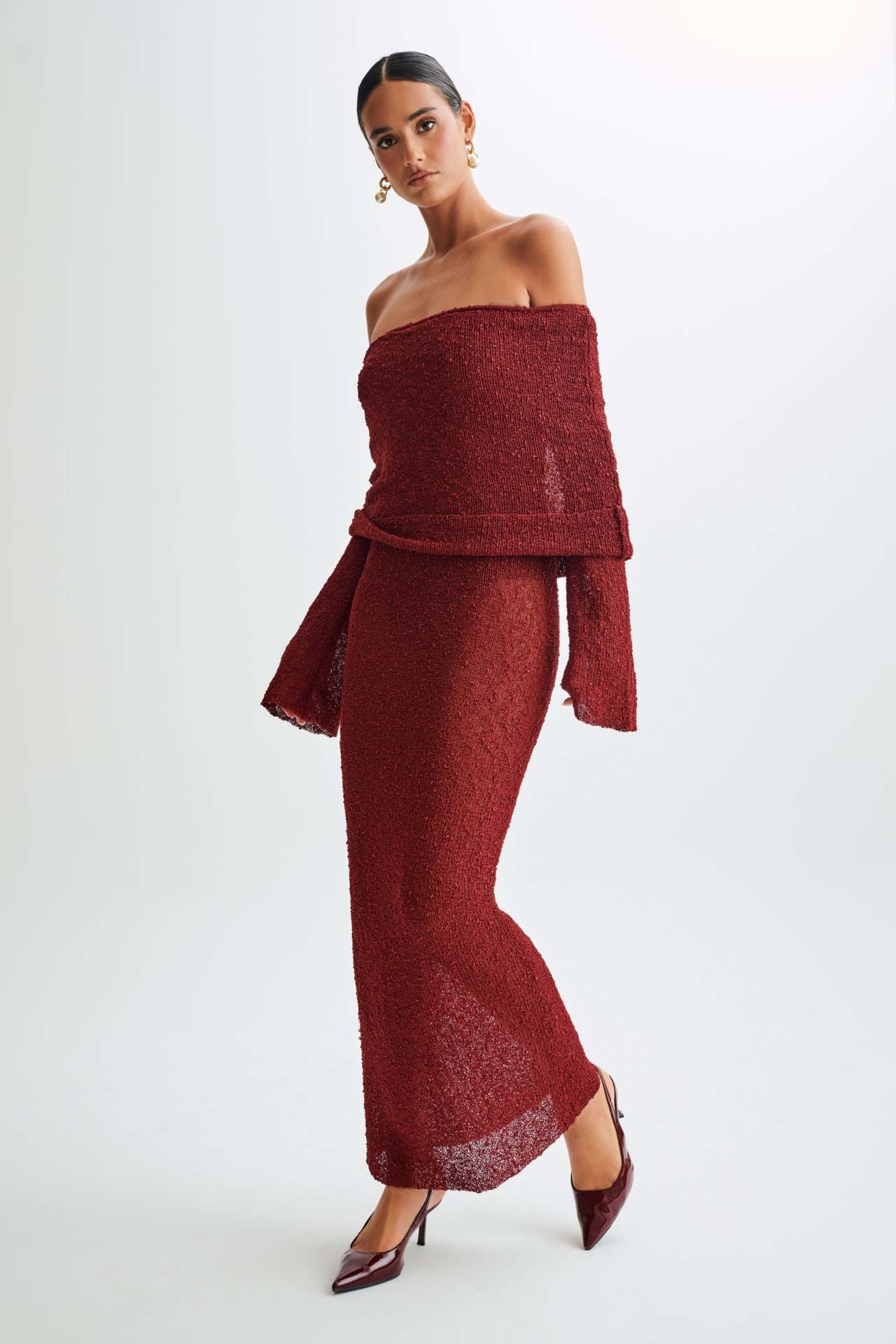 Claire Off-Shoulder Knit Maxi Set