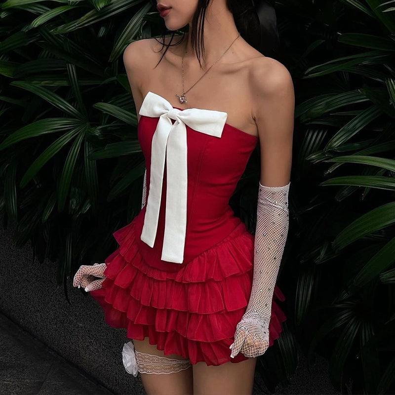 Audrey Ruffled Bow Party Dress