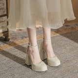 Lisa Leather Platform Court Shoes - Ivory