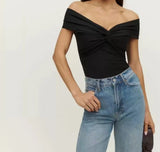 Elegant Off-Shoulder Twist Top