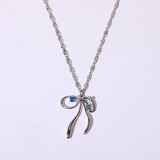 Silver Bow Pendant Necklace