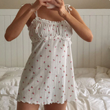 White Sleeveless Lace Strap Floral Dress