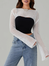 Elise Open-Knit Shrug  Top