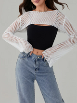 Elise Open-Knit Shrug  Top