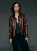 Hazel Classic Brown Leather Jacket