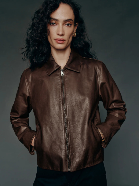 Hazel Classic Brown Leather Jacket