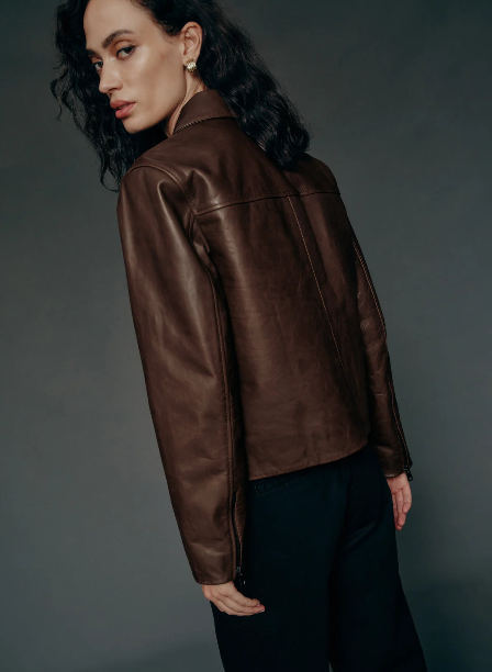 Hazel Classic Brown Leather Jacket