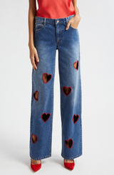 Hazel Wave Crystal Straight-Leg Jeans