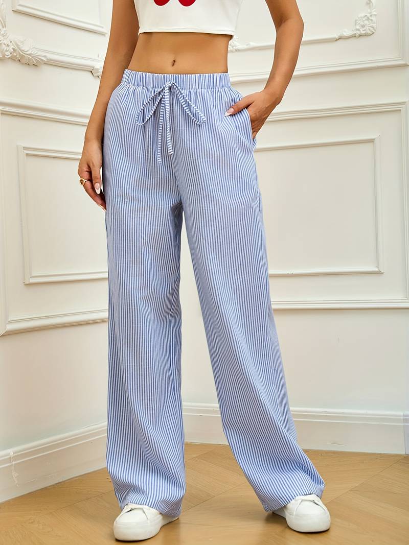 Relaxed Blue Striped Lounge Pants