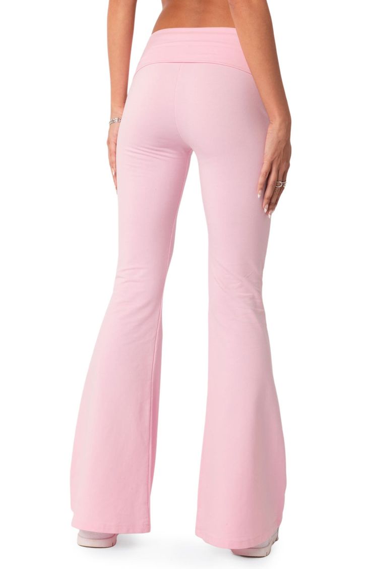 Soft Pink Flared Knit Pants