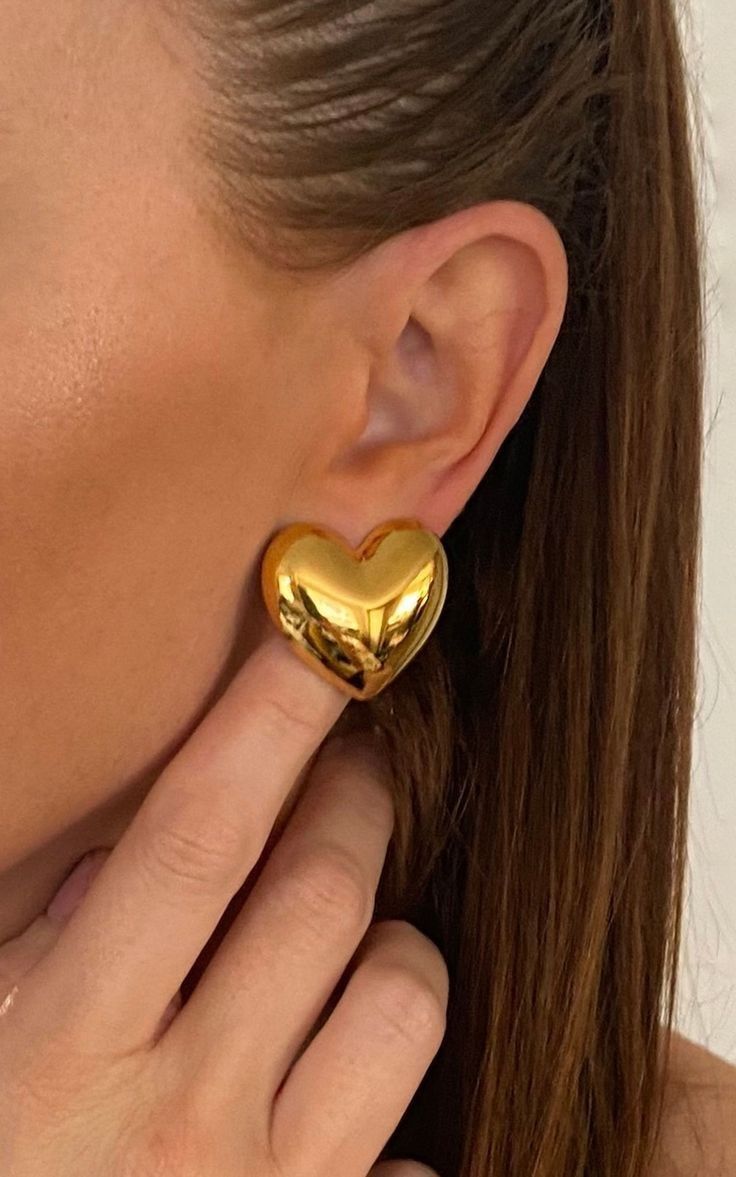 Golden Heart Stud Earrings