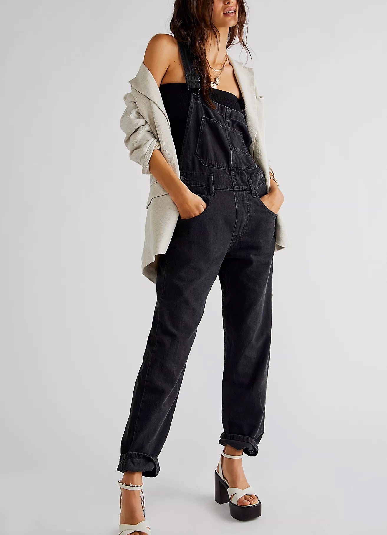 Nora Relaxed Denim Overalls