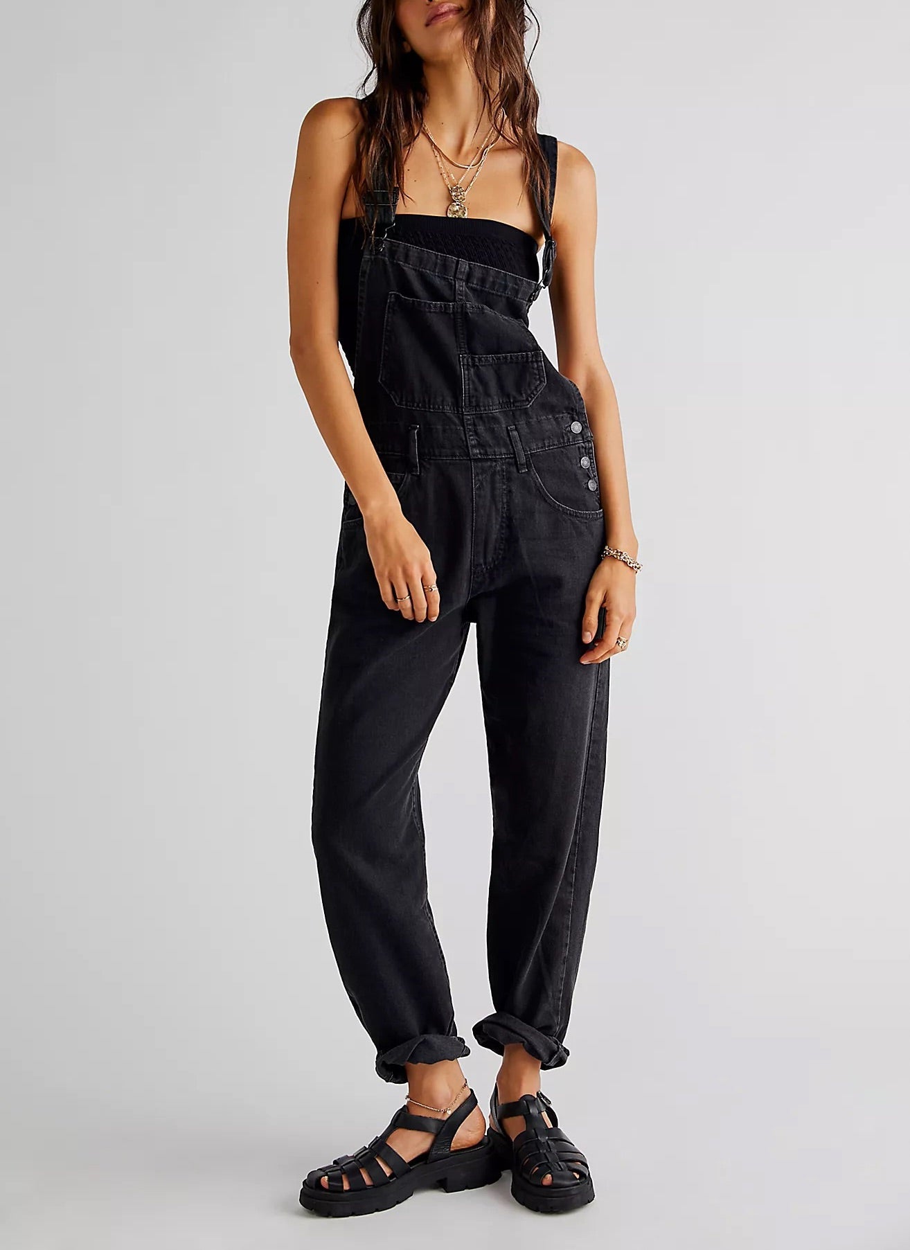 Nora Relaxed Denim Overalls